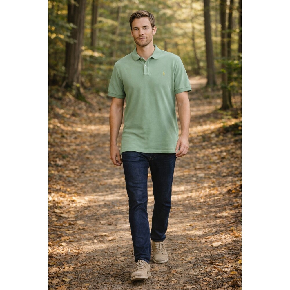 Polo Ralph Lauren Men’s Large Green Custom Fit Short Sleeve Pony Polo Shirt